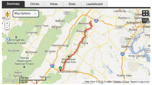 Blue Ridge Parkway Cycling Camp Day One Map