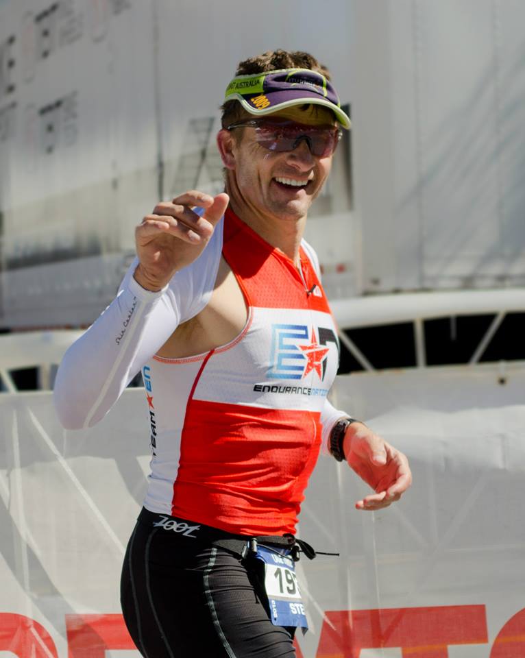 Steve Hall feeling good during the run at 2013 Ironman® Lake Tahoe