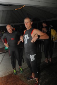 Jaime Fields adjusts his wetsuit at Florida 2013